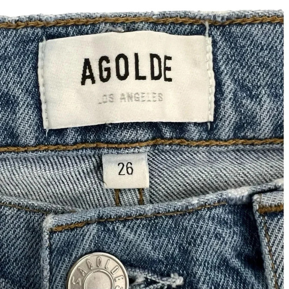 AGOLDE Riley High Rise Straight Leg Jeans in Whiplash Blue Denim Size 26 - Picture 7 of 10